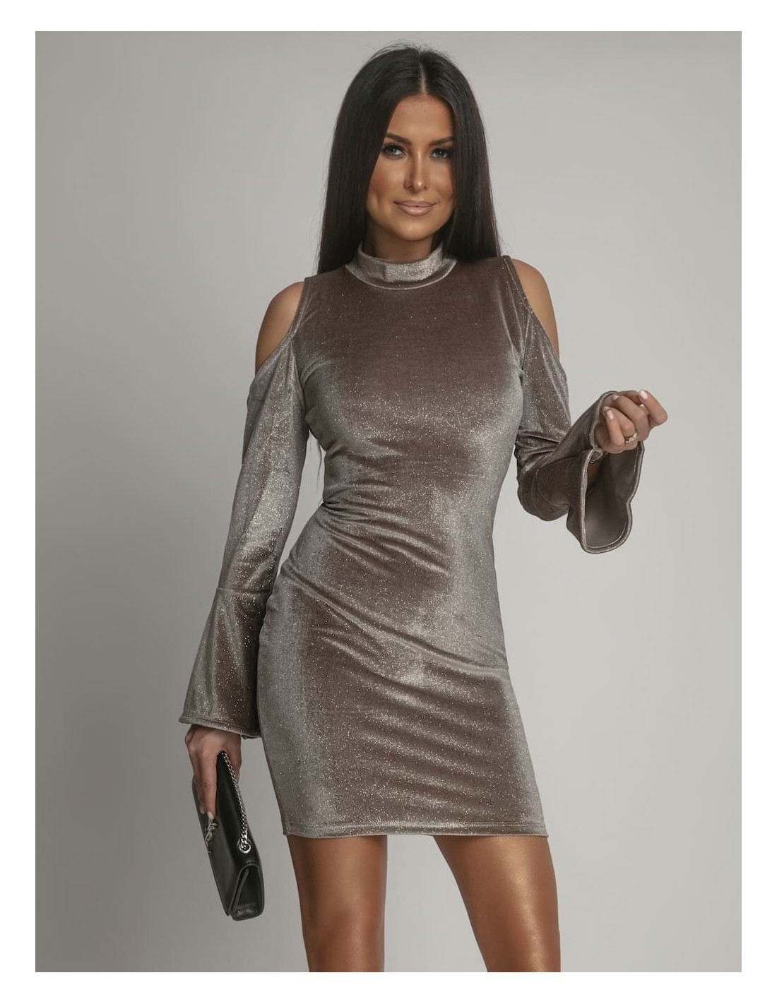 Rochie eleganta cu umerii goi, bej 6873 - Magazin online - Boutique